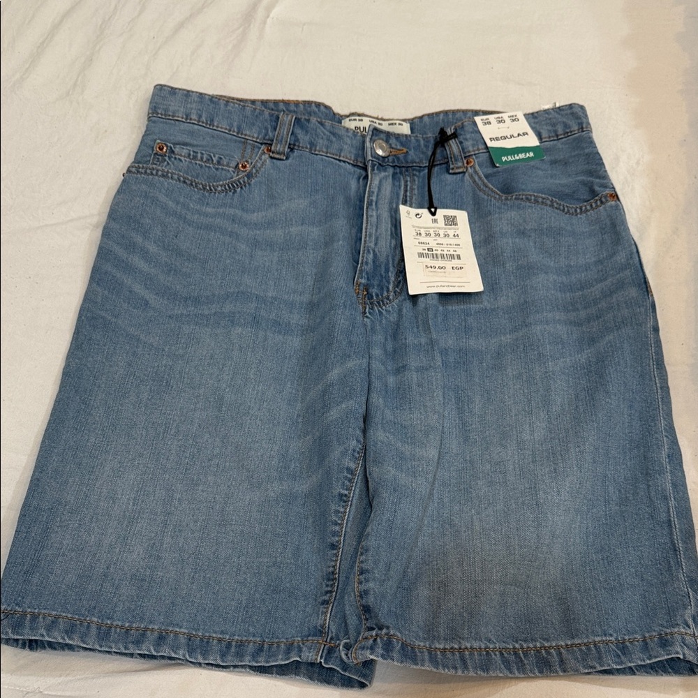 Pull&Bear Blue Jean Shorts for Men